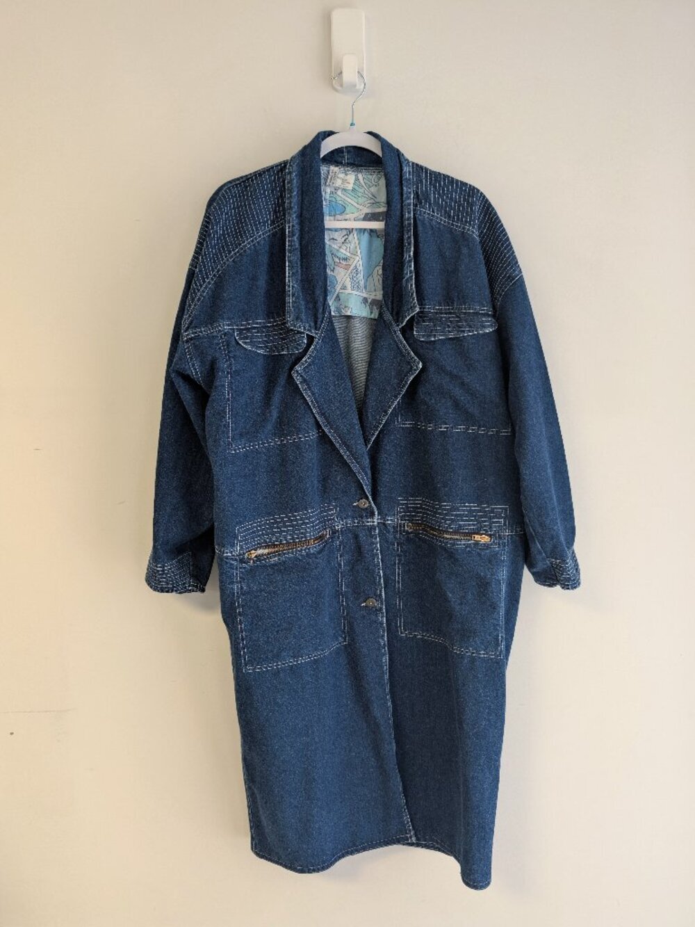 Unique Denim Trench Utilitarian Jacket